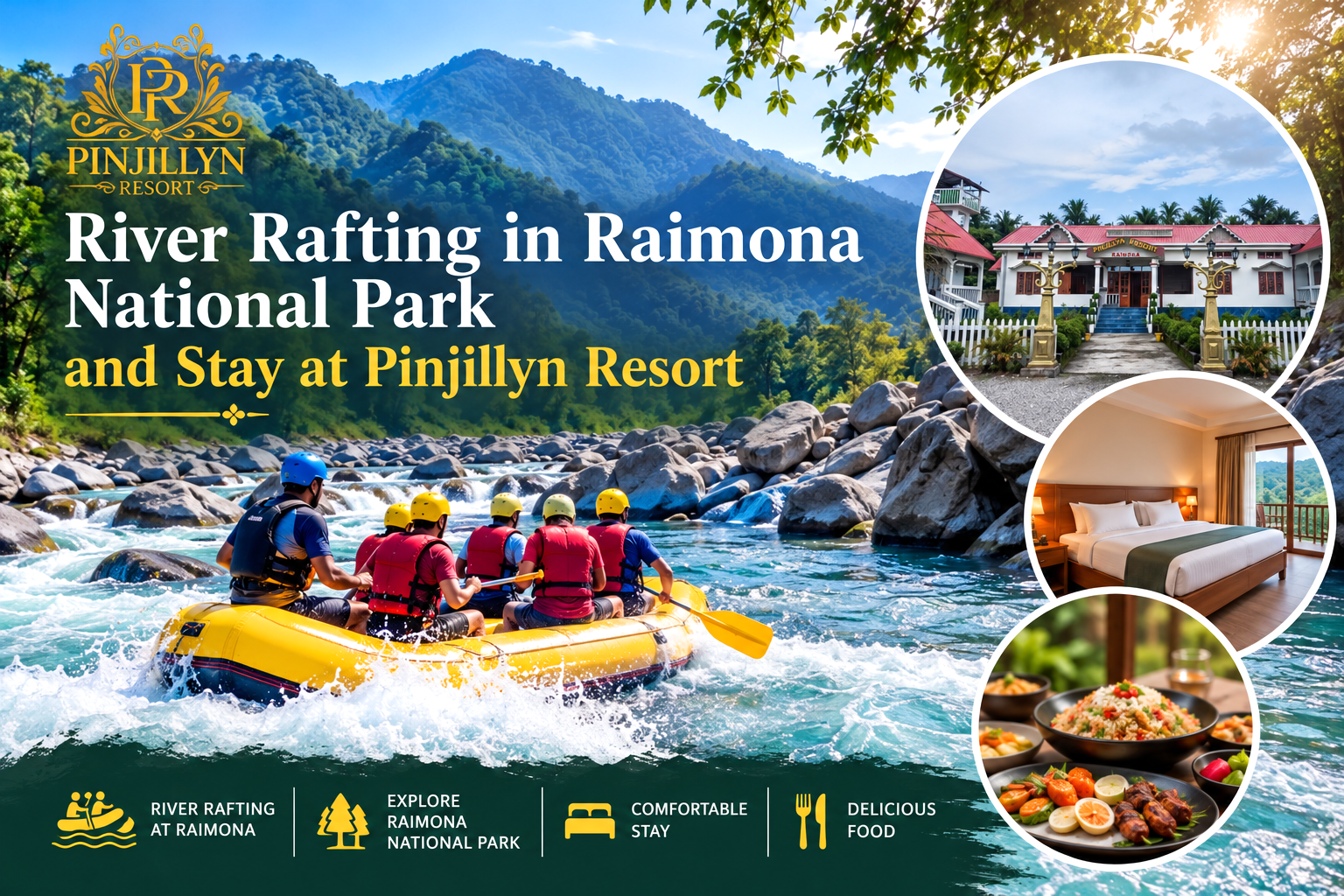 River rafting near Raimona National Park and accommodation at Pinjillyn Resort